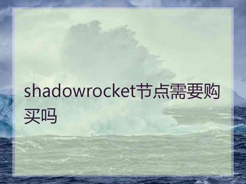 shadowrocket节点需要购买吗