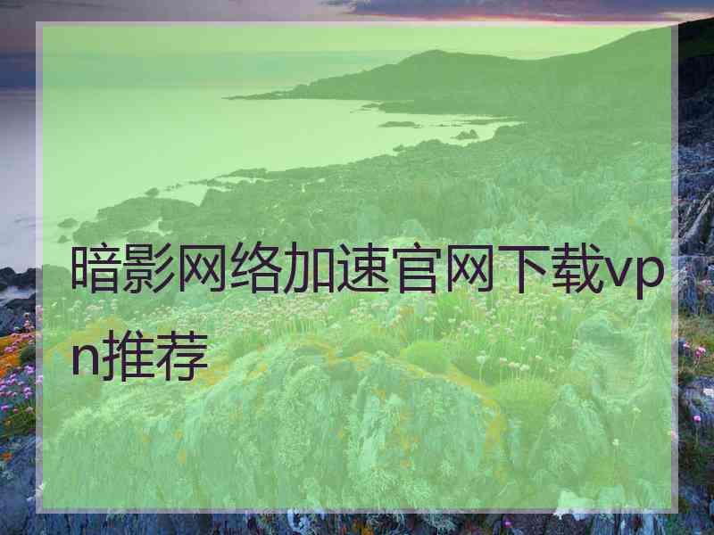 暗影网络加速官网下载vpn推荐